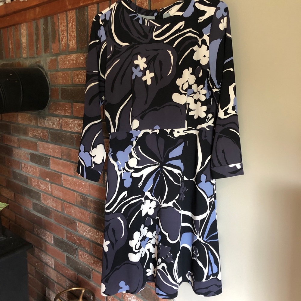 Floral long-sleeve A-line dress